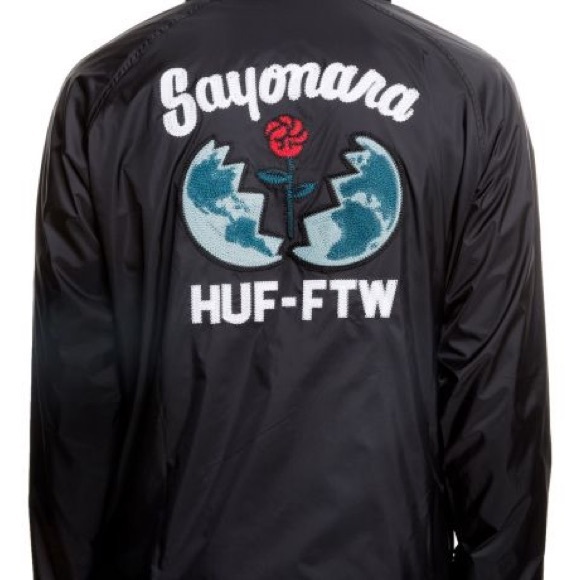 HUF SAYONARA EMBROIDERED COACHES JACKET IN BLACK - Picture 11 of 12